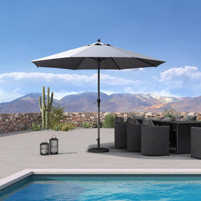 Arlmont & Co. 132“ Round Outdoor Market Table Light Gray Umbrella Without Base