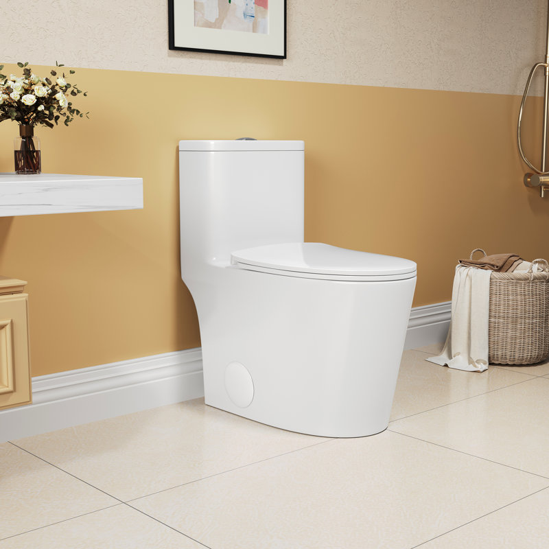 Ceramic Toilet With 1.1/1.6 , White, Elongated, Comfort Height, Soft Close Seat, & , T036wt Elongated Toilet, Comfortable,