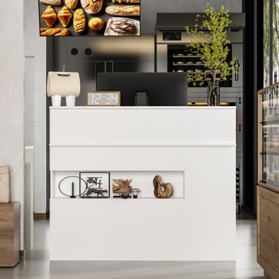 Rectangle Wood Reception Desk with Filing Cabinet