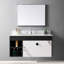 Plateau de meuble-lavabo en pierre frittée 43 x 22 pouces avec 3 trous de robinet et lavabo en céramique de couleur argent 43 x 22