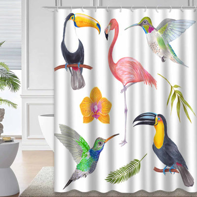 Watercolor Tropical Bird Flowers Leaves Toucan Flamingo Birds with 12 Hooks