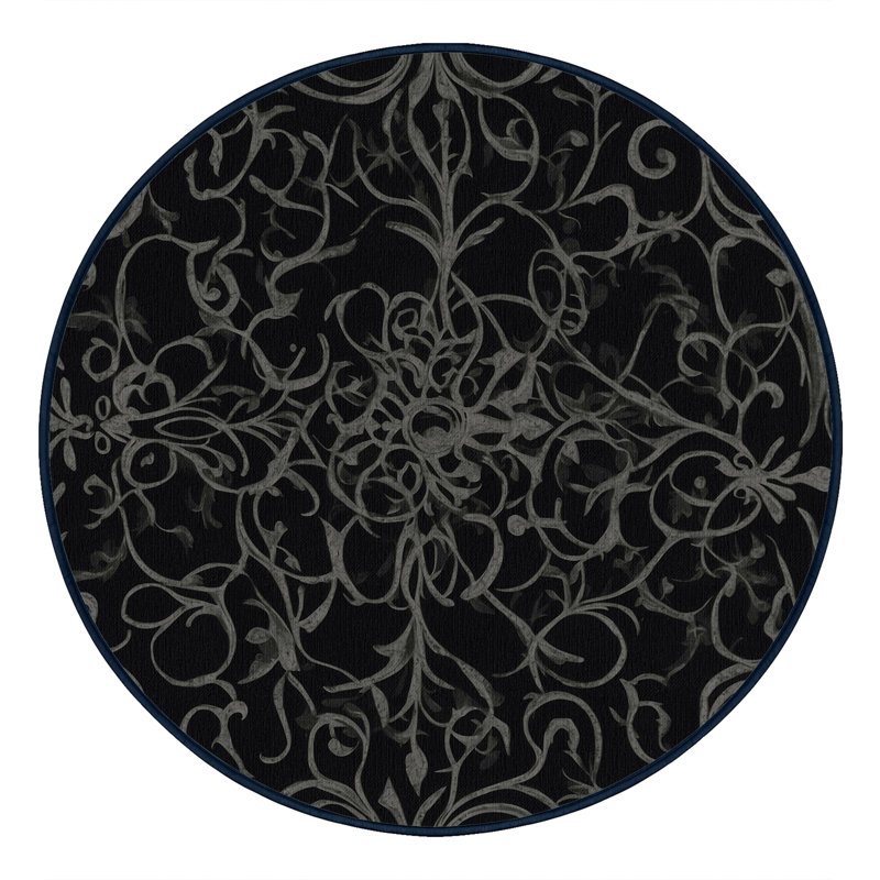Tapis noir Elegance, Rond 4 pi