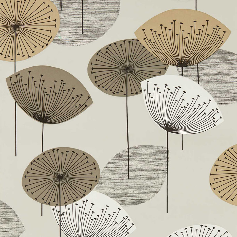 Dandelion Clocks Wallpaper, Metallic/Smoke Tree