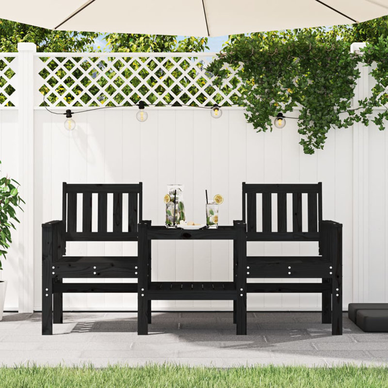 Solid Wood Outdoor Bench, Black