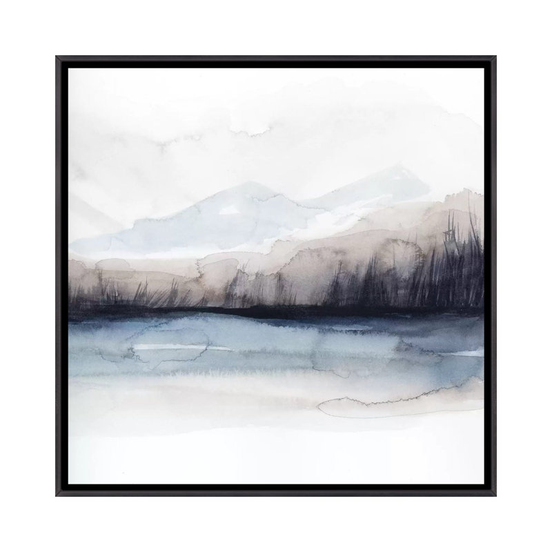 Horizon Shadow I - Wall Art Print - Framed Canvas, 37" H x 37" W, Floater Frame Canvas without Mat, Distressed Black
