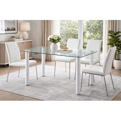Antietam Glass Top Metal Base Dining Table