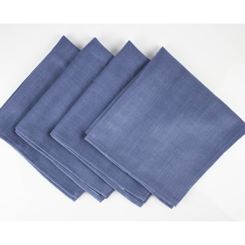 Burgundy Modern Plain Design Set Of 4 Cloth Napkins, Indigo