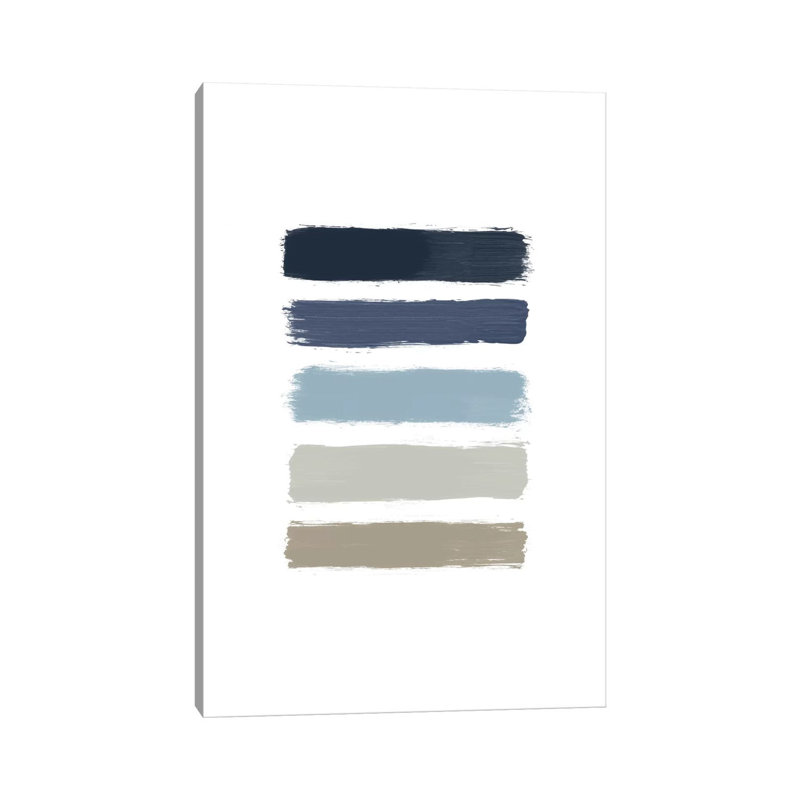 Blue & Taupe Stripes by Orara Studio - Wrapped Canvas Painting, 20.32 cm H x 30.48 cm W
