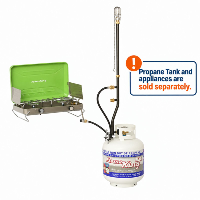 Flame King 3-Outlet Adapter 20LB to 1LB Propane Distribution Post Pole Tree Stem Stand