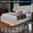 Velvet Bed Frame with 2 Drawers, Upholstered Headboard, LED Footboard and Side Pockets-289298382-289301925