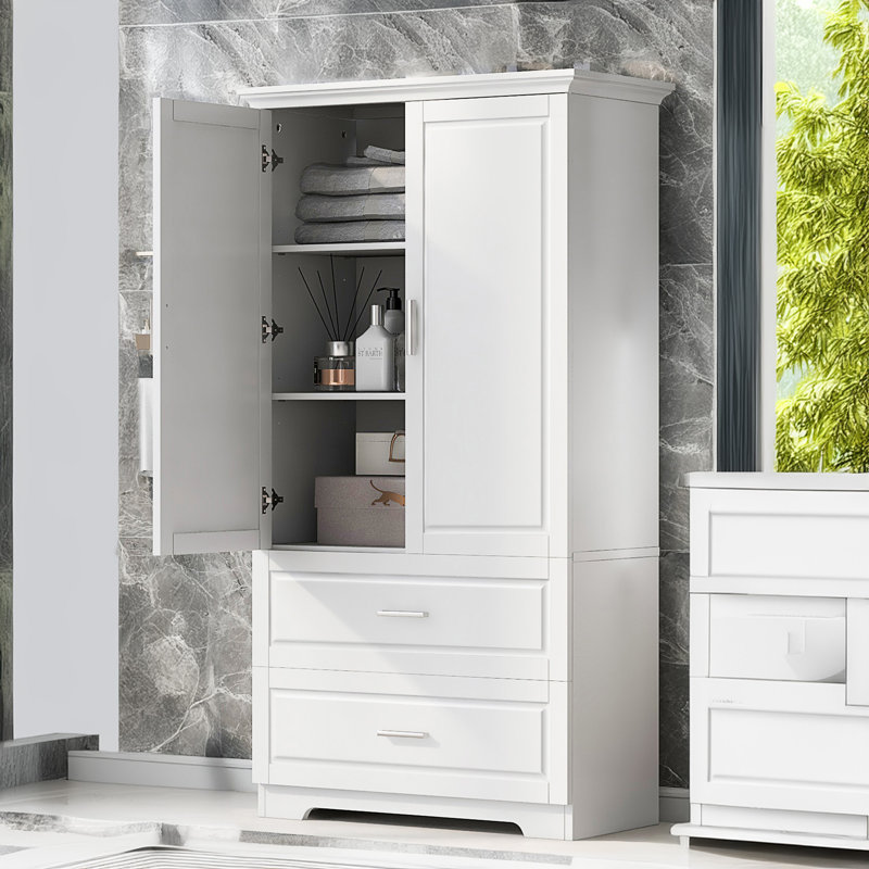 Grande armoire de rangement pour salle de bain, Blanc