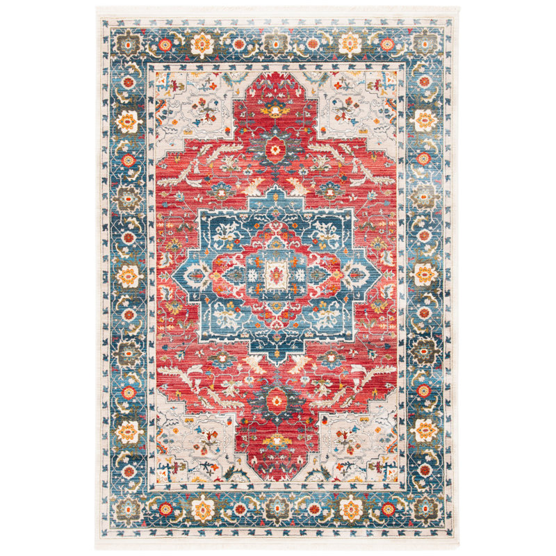 Tapis rouge / bleu Herblay, Rectangle 5 pi x 7 pi 6 po