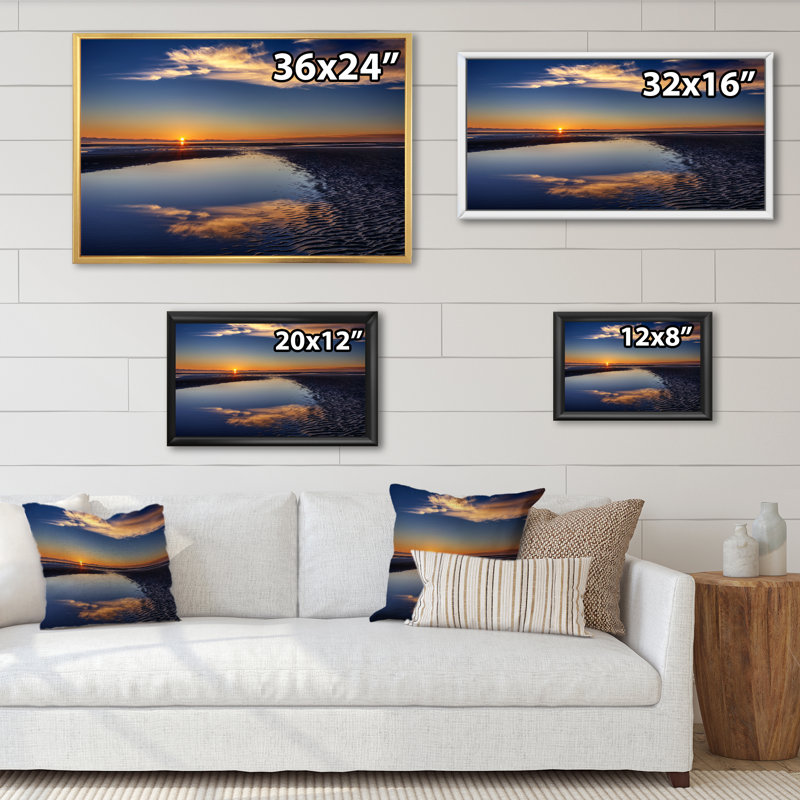 Pittoresque paysage marin - art nautique et côtier sur toile, H 16 po x l 32 po x P 0,1 po, Toile avec cadre flottant brun