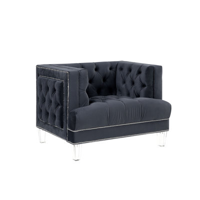 Fauteuil en velours Ansario