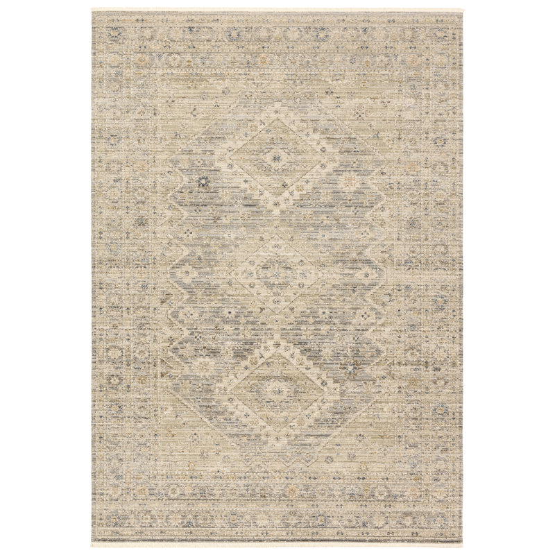 Halladay Indoor/Outdoor Medallion Tan/Gray Area Rug (2'6"X8'), Runner 2'6" x 8'