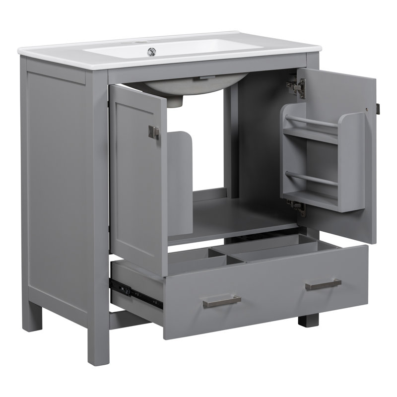 30" Modern Simple Design Bathroom Vanity, Silver, Gray