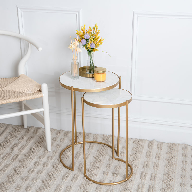 Natural Marble Top Round Nesting Tables