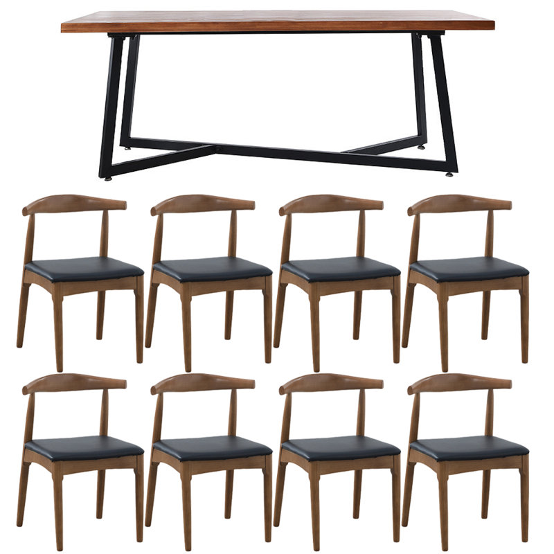 Ensemble de table de salle à manger en bois massif de style américain, H 29,5 po x L 86,6 po x l 31,4 po