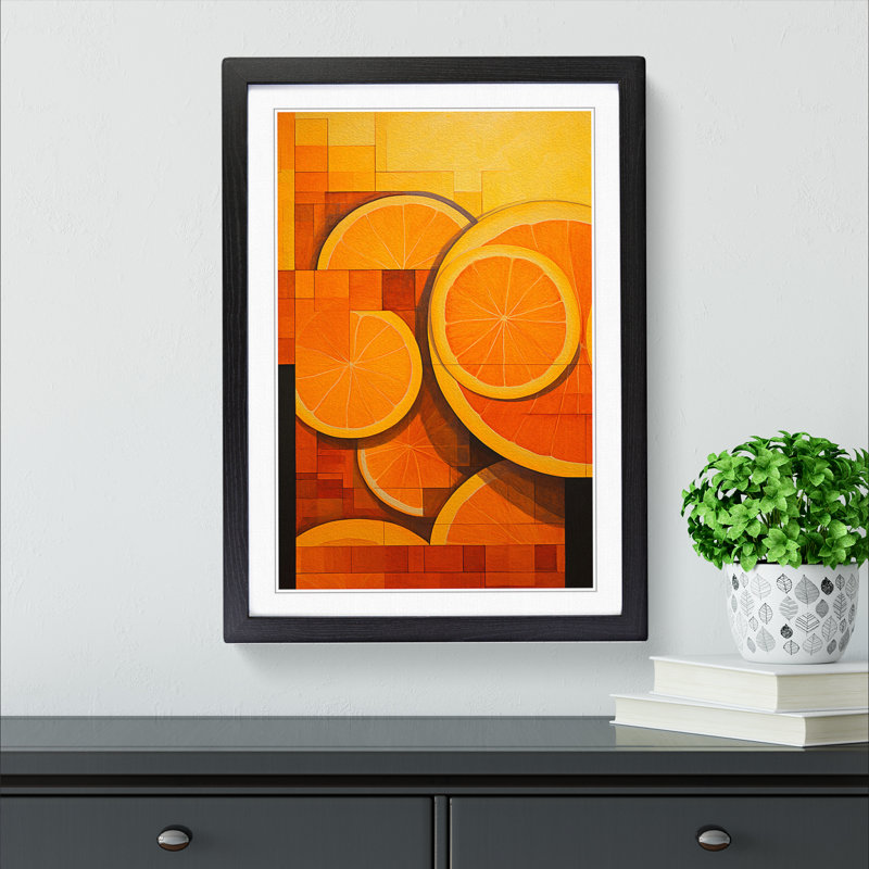 Sliced Orange 1 Piece Single Picture Frame Wall Art, 64cm H x 46cm W, Black Framed