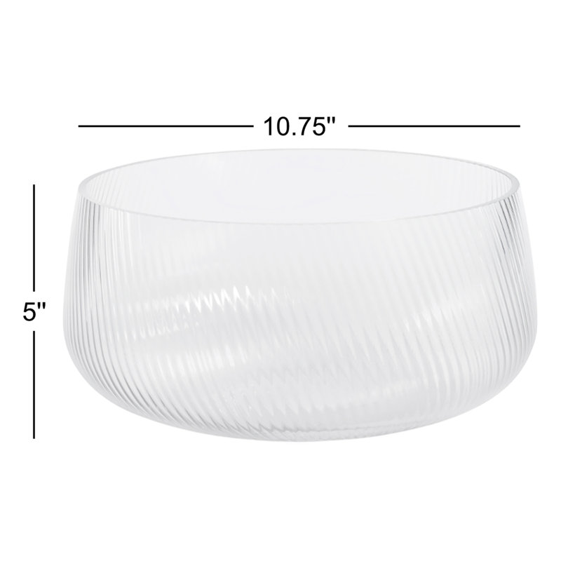 Chadwell Rippled Glass Bowl, 5" H x 10.75" W