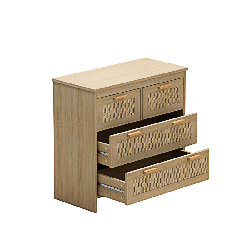 4 Drawers Rattan Cabinet, Natural