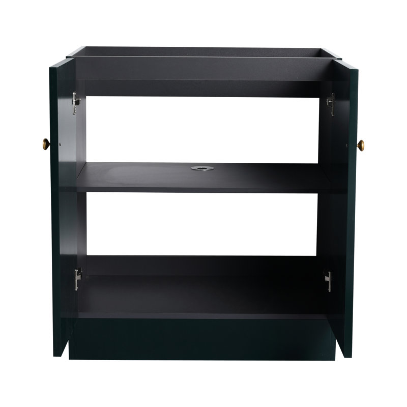 Meuble-lavabo autoportant de 76 cm (30 po) de couleur foncée avec armoire à fermeture amortie - Porte au style moderne et fonctionnalités de rangement
