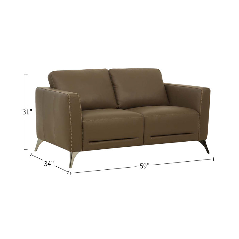Causeuse en cuir avec pieds en métal, Similicuir taupe