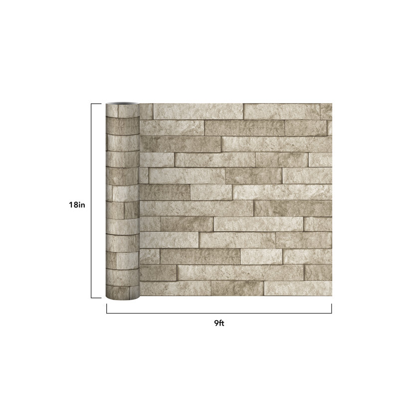 Stone Slate Peel and Stick Rolled Backsplash, Beige