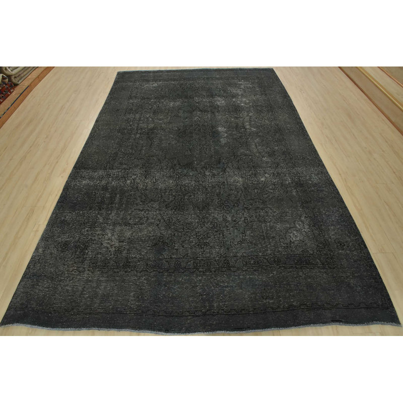 Tapis noué à la main en laine bleu 8 pi 1 po x 11 pi Tabriz
