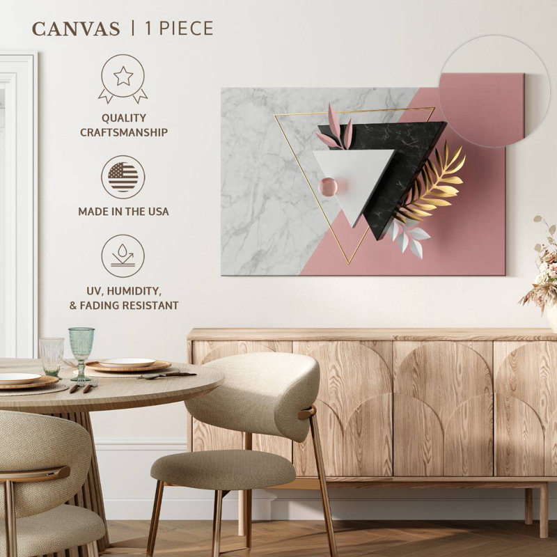 Harnek, feuilles et triangles, H 32 po x l 48 po