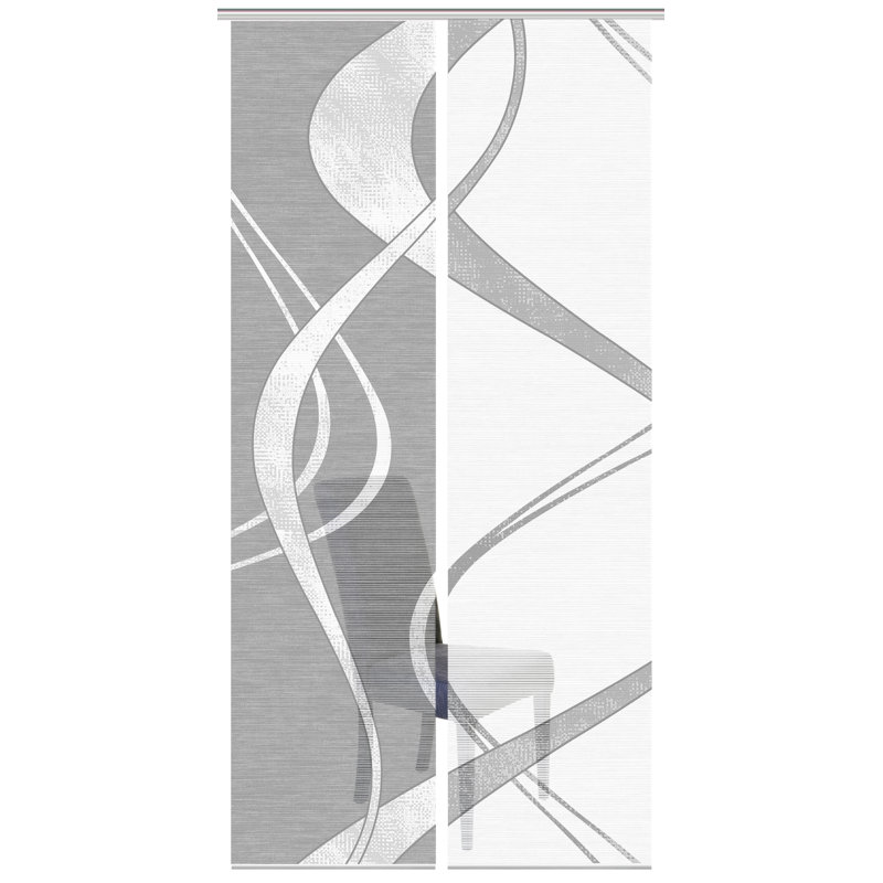 Paulin Semi Sheer Curtain Panel Pair, White/Grey