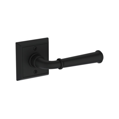 Dunsmoor Passage Lever with Chamfered Square Rose in Satin Black