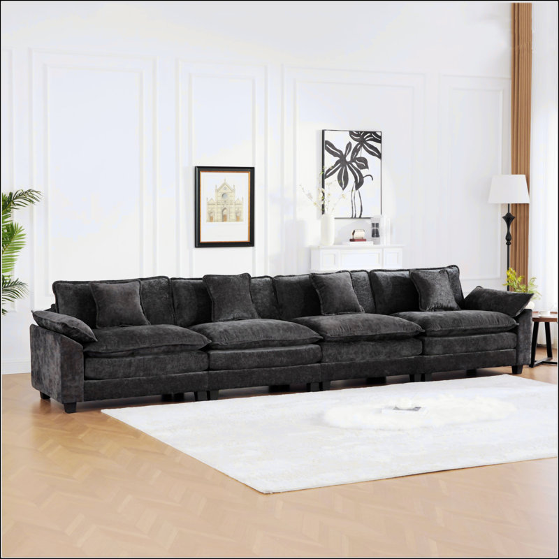 Canapé confortable à 3 places avec accoudoirs plus larges, idéal pour le salon, la chambre à coucher et un appartement, avec coussins de siège à double couche