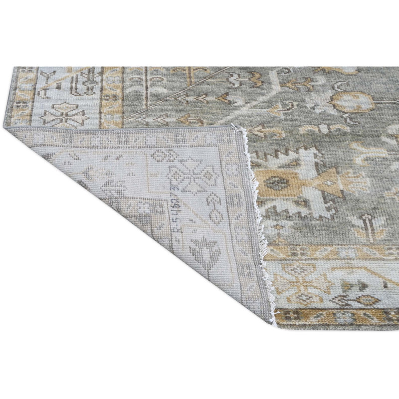 Hand Knotted Wool Oriental Area Rug in Gray/Light Blue/Tan, Rectangle 9' x 12'