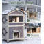 Maison de chat chauffée pour l'extérieur, abri pour chat à 2 niveaux résistant aux intempéries, coussin chauffant de sécurité, doublure isolée, toit en asphalte, rideau en PVC, base de 3,6 po, deux niveaux, portes latérales, sorties pour chats d'extérieur-146134689