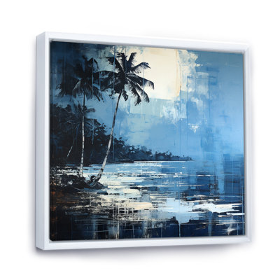 Impression sur toile de tropical tropical bleu et gris Palmtree III - Nautique et plage
