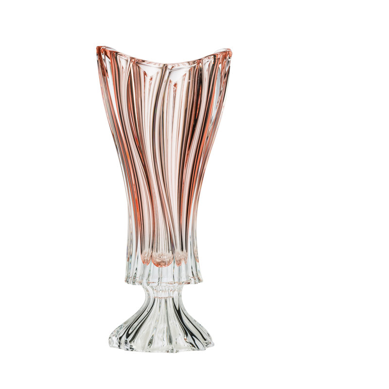 Vase de table fleur en cristal décoratif Stallworth, Rose, H 15,5 po x l 7 po x P 7 po
