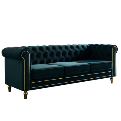 Modern Velvet Roll Arm With Soft Touch And Stable Legs 85.13 Inch Skin- Upholstery