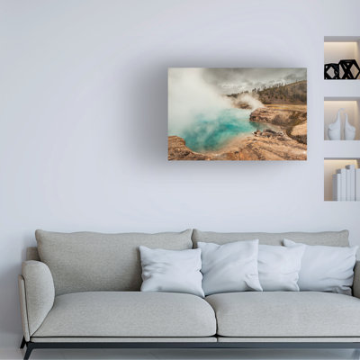 Art mural sur toile tendue - «Yellowstone Geyser» de Darrell O’Sullivan pour décoration de salon, de chambre à coucher ou de bureau - 22 x 32