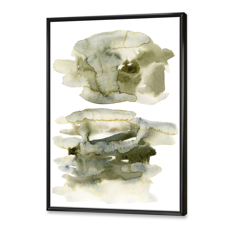 «Dark Green Abstract Clouds II», art mural abstrait, Toile avec cadre noir, H 40 po x l 30 po x 1,5 po