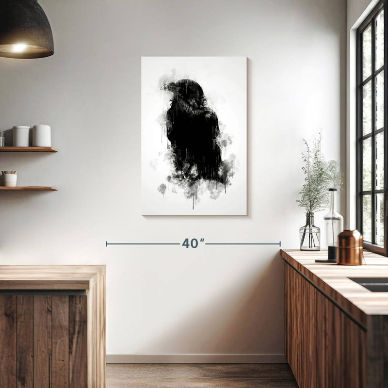 Brampt Crow Raven Black And White, 36" H x 24" W