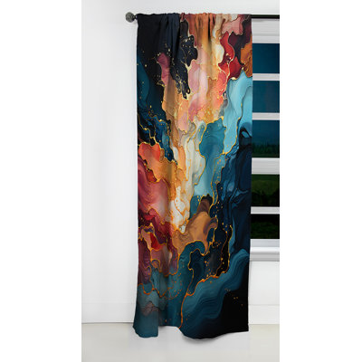 Shiena - Peinture abstraite rideau occultant en velours - 1 panneaux