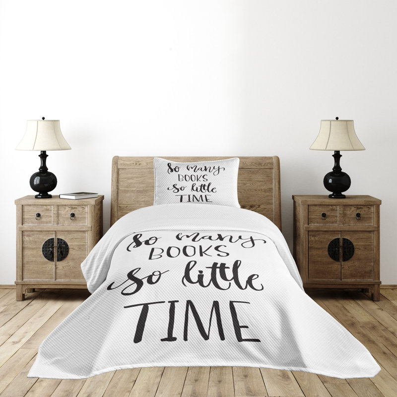 White and Charcoal Grey Quilted Twin Bedspread Set