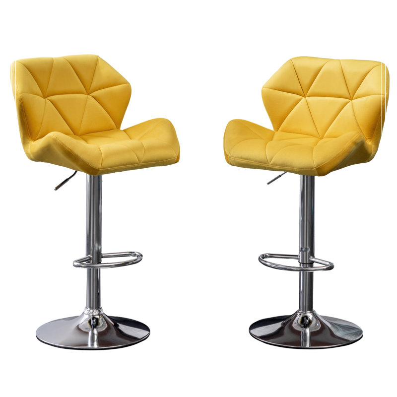 Tabouret de bar Breni Velvet Diamond, Jaune