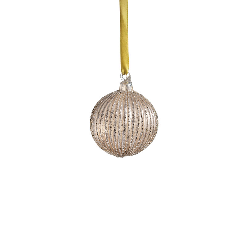 Ensemble d'ornement boule en verre 6 pièces Glittering Elegance, H 3,25 po x l 3,25 po x P 3,25 po, Or