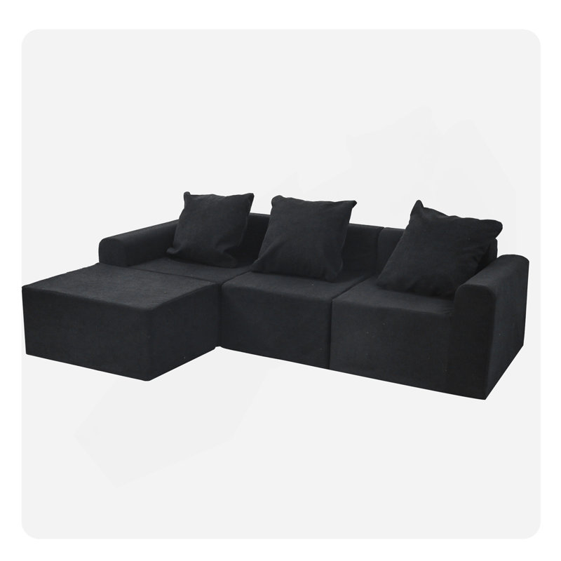 Canapé modulaire convertible convertible en microfibre, Noir antique
