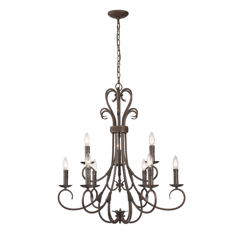 Lustre à 9 lumières Karcher, Bronze huilé
