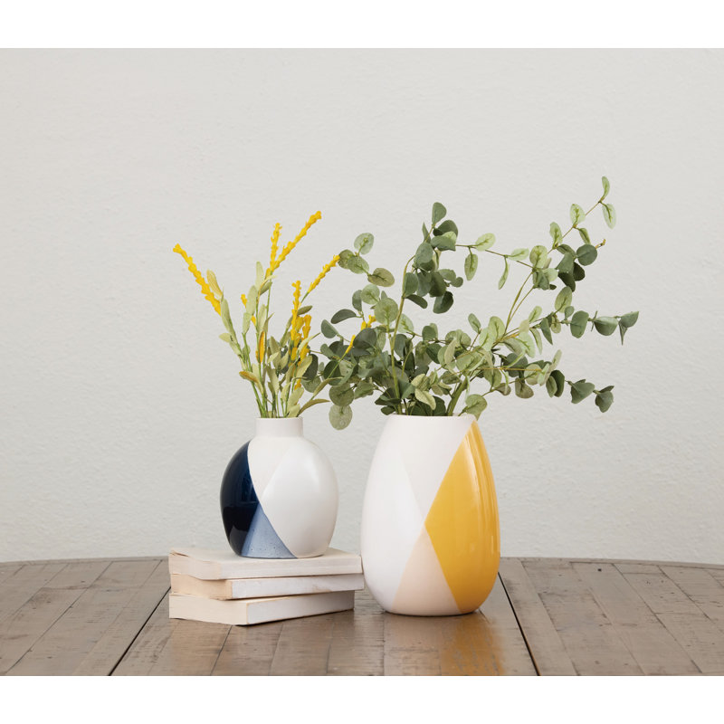 Vase en grès trempé blanc 9,85 po