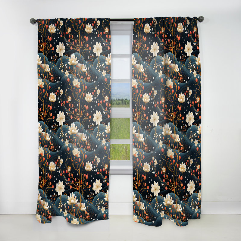 Harmonious Balance II - rideau oriental en velours - obscurcissant - 1 panneau, L 52 po x L 120 po