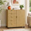 armoire à cinq tiroirs en chêne, classeur rainuré, armoire de rangement à roulettes avec tablettes réglables-113365102